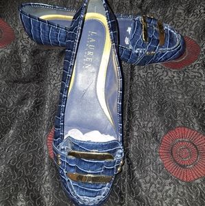 Ralph Lauren Navy Ashtray Embossed Leather Loafer